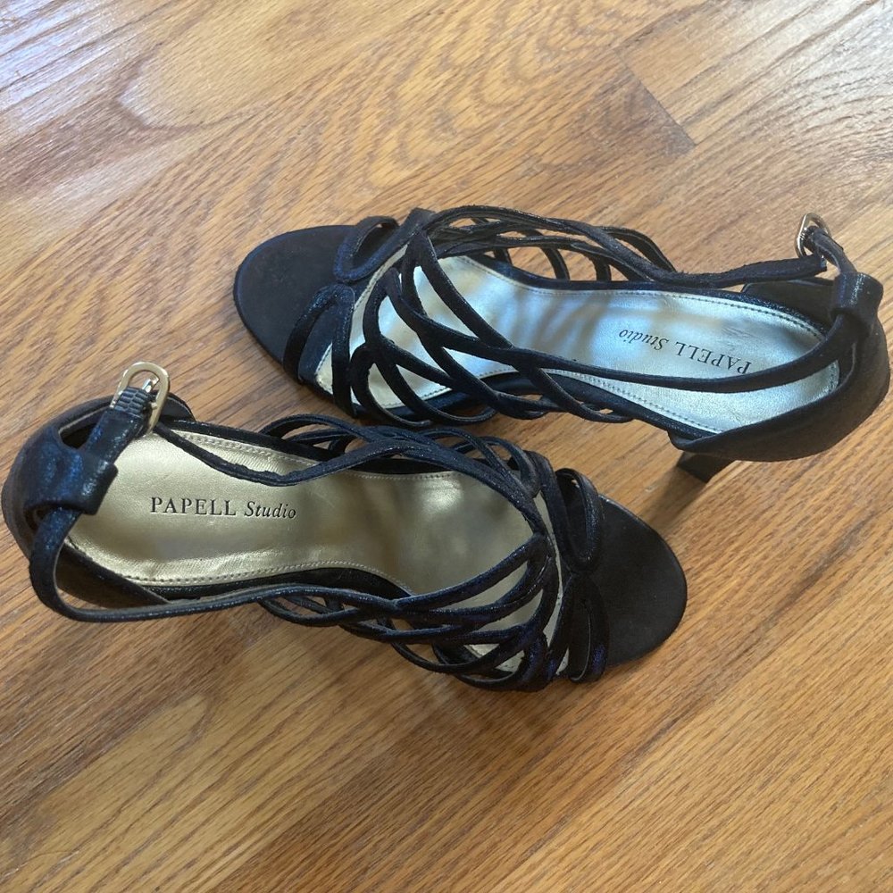 Papell Studio Black Strappy Heels - Picture 3 of 16